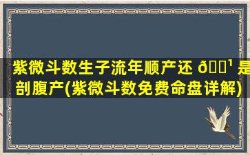 紫微斗数生子流年顺产还 🌹 是剖腹产(紫微斗数免费命盘详解)